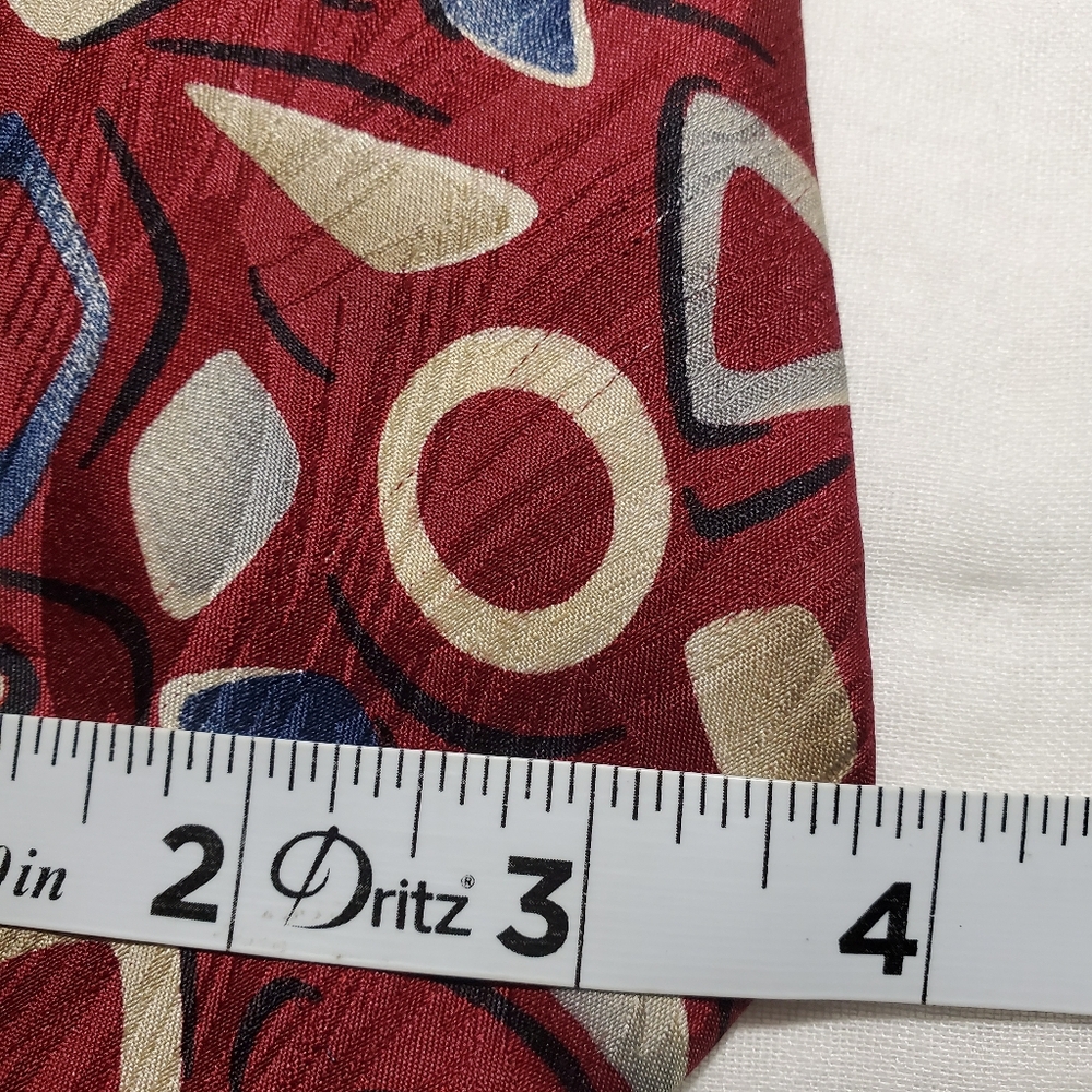 Harve Benard Red/Blue/Beige Art Geometric Abstract  Luxury Silk Tie MCM - Picture 5 of 5
